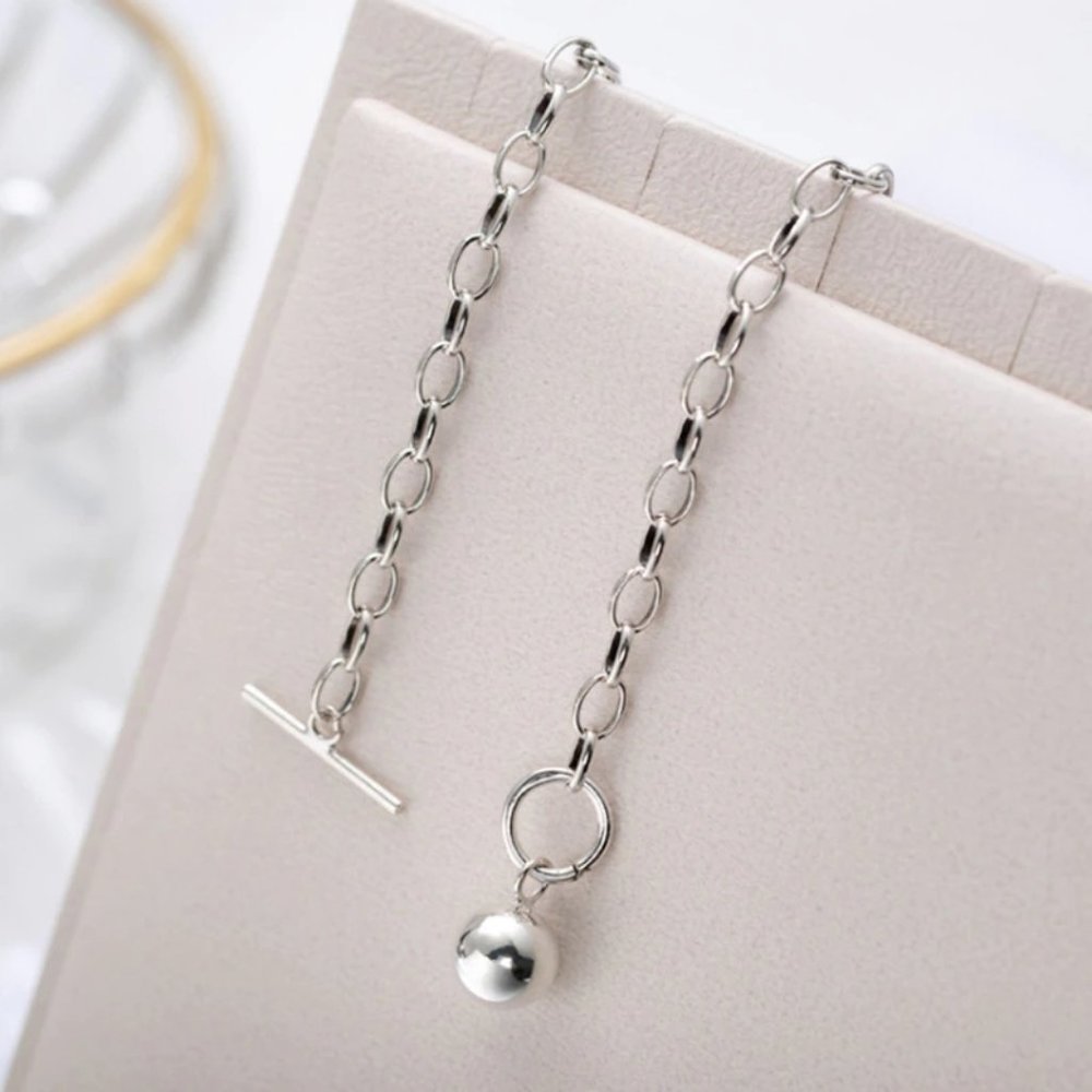 *NEW 925 Sterling Silver Toggle Link Necklace - Picture 6 of 7